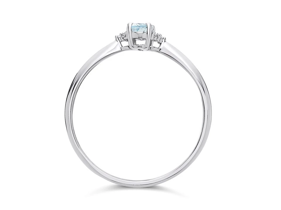 9ct White Gold Aquamarine And Diamond Birthstone Ring - March - R0956 3 9ct White Gold Aquamarine And Diamond Birthstone Ring - March - R0956 - Image 3