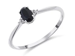 9ct White Gold Black Sapphire And Diamond Birthstone Ring - September - R0957