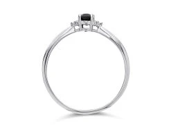 9ct White Gold Black Sapphire And Diamond Birthstone Ring - September - R0957 -Fhinds Shop R0957 L 3