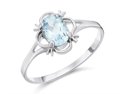 9ct White Gold Oval Blue Topaz Ring - R0968 -Fhinds Shop R0968 L 1