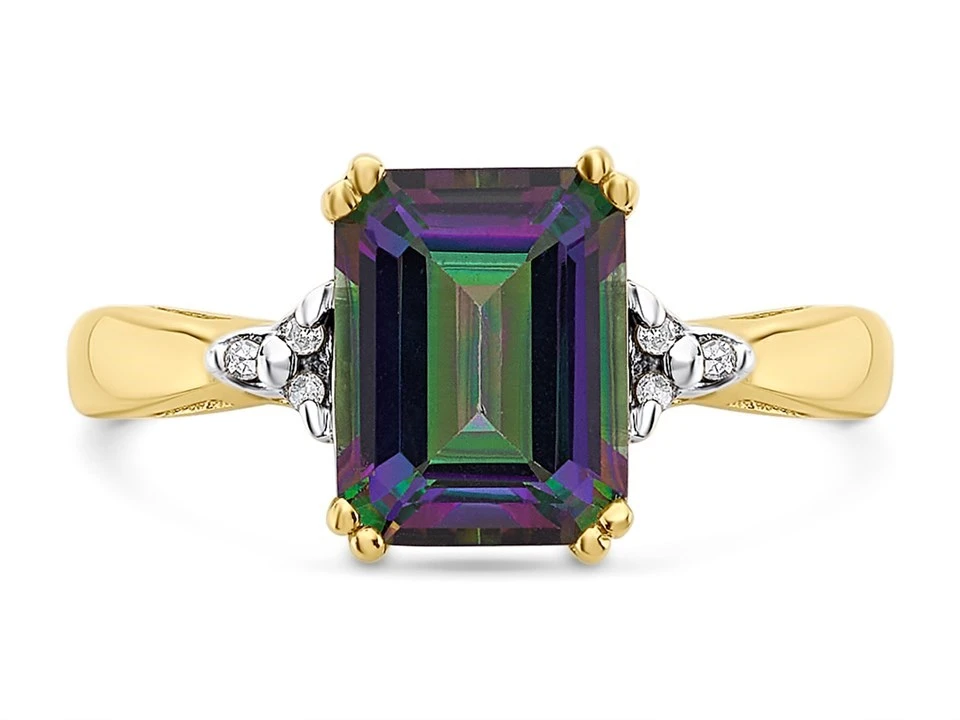 9ct Gold Mystic Topaz And Diamond Ring - R0970 2 9ct Gold Mystic Topaz And Diamond Ring - R0970 - Image 2