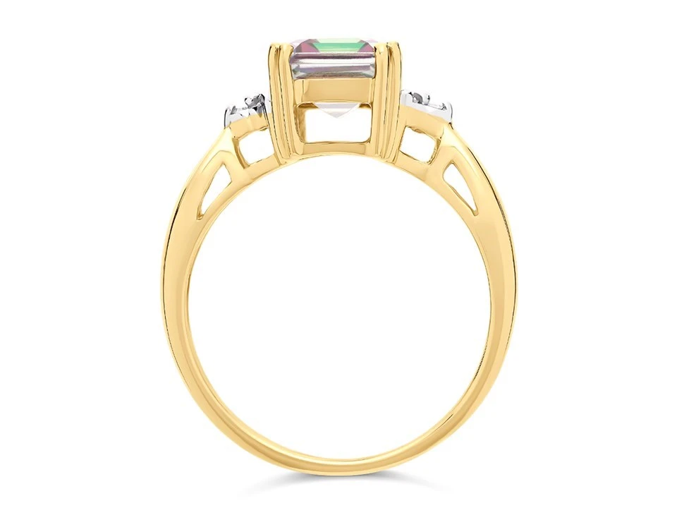 9ct Gold Mystic Topaz And Diamond Ring - R0970 3 9ct Gold Mystic Topaz And Diamond Ring - R0970 - Image 3
