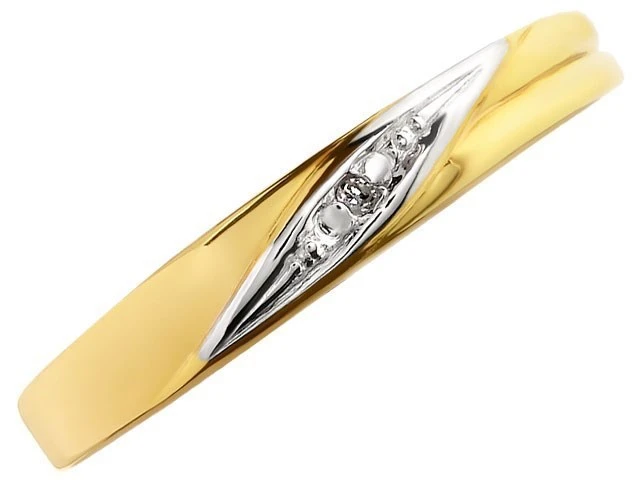9ct Gold Two Colour Diamond Crossover Ring - R2110 2 9ct Gold Two Colour Diamond Crossover Ring - R2110 - Image 2