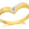 9ct Gold Two Colour Diamond Wishbone Ring - R2112