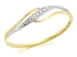 9ct Gold Two Colour Diamond Wire Ring - R2127