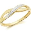 9ct Gold Two Colour Diamond Crossover Ring - EXCLUSIVE - R2129