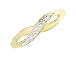 9ct Gold Two Colour Diamond Crossover Ring - EXCLUSIVE - R2129 -Fhinds Shop R2129 L 2