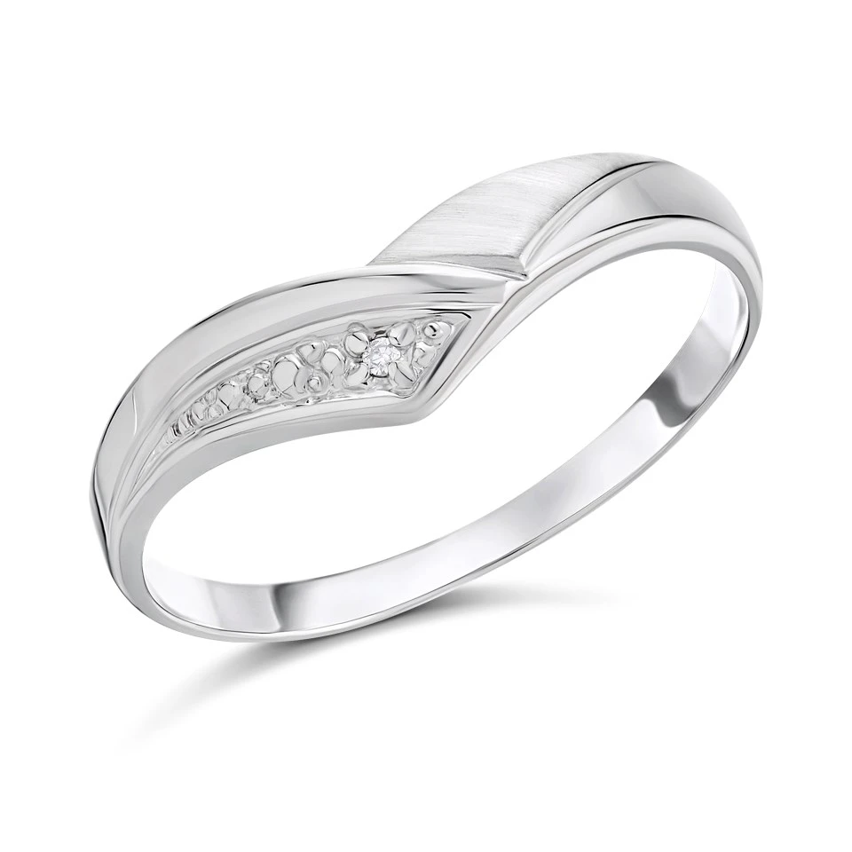 9ct White Gold Diamond Wishbone Ring - R2139 1 9ct White Gold Diamond Wishbone Ring - R2139