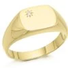 9ct Gold Diamond Set Signet Ring - R3347