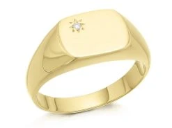 9ct Gold Diamond Set Signet Ring - R3347