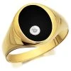 9ct Gold Onyx And Diamond Signet Ring - R3704