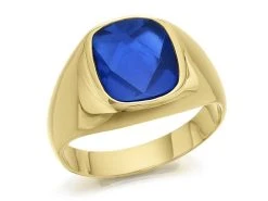 9ct Gold Heavyweight Synthetic Blue Spinel Ring - R3711