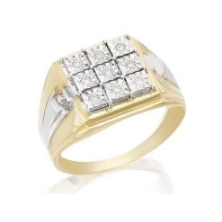 9ct Two Colour Gold Diamond Ring - 10pts - R3922