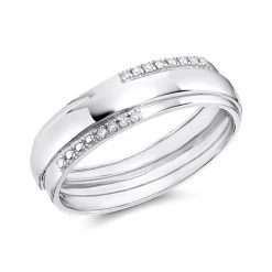 9ct White Gold Diamond Edge Band Ring - R3934