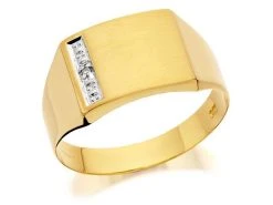 9ct Gold Gentleman's Diamond Set Signet Ring - R4006