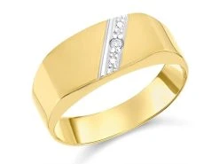 9ct Gold Two Colour Gentleman's Diamond Signet Ring - R4060