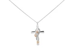 Clogau Silver And 9ct Rose Gold Tree Of Life Cross And Chain - R48160