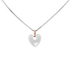 Clogau Silver And 9ct Rose Gold Diamond Cariad Heart Necklace - R4880