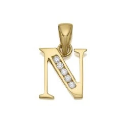 9ct Gold Cubic Zirconia Initial N - R5114