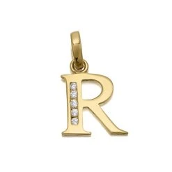 9ct Gold Cubic Zirconia Initial R - R5118