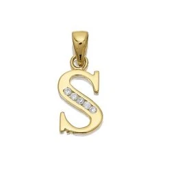 9ct Gold Cubic Zirconia Initial S - R5119