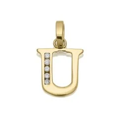 9ct Gold Cubic Zirconia Initial U - R5121