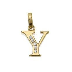 9ct Gold Cubic Zirconia Initial Y - R5125