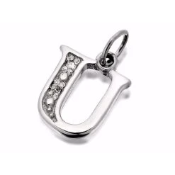 9ct White Gold Diamond Set Initial U - R5181