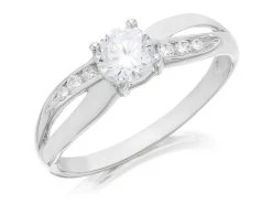 9ct White Gold Cubic Zirconia Crossover Ring - EXCLUSIVE - R5928