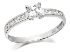 9ct White Gold Princess Cut Cubic Zirconia Ring - R5950