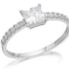 9ct White Gold Princess Cut Cubic Zirconia Ring - R5961