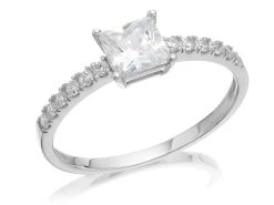9ct White Gold Princess Cut Cubic Zirconia Ring - R5961