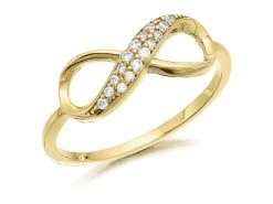 9ct Gold Cubic Zirconia Infinity Ring - R5968