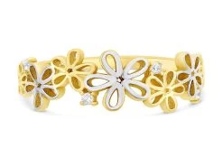 9ct Gold Two Colour Floral Cubic Zirconia Ring - R5974 -Fhinds Shop R5974 L 2