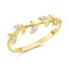 9ct Gold Cubic Zirconia Leaf Ring - R5979