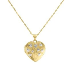 Bonded Silver / 9ct Gold Diamond Set Heart Locket And Chain - R6023