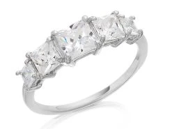 9ct White Gold Five Stone Cubic Zirconia Ring - R6107