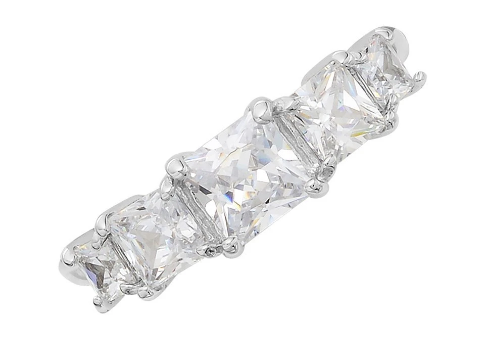 9ct White Gold Five Stone Cubic Zirconia Ring - R6107 2 9ct White Gold Five Stone Cubic Zirconia Ring - R6107 - Image 2