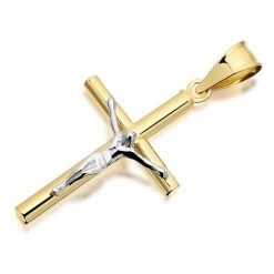 9ct Two Colour Gold Crucifix - 25mm - R6316
