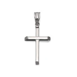 9ct White Gold Plain Hollow Cross - 22mm - R6352
