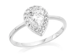 9ct White Gold Cubic Zirconia Pear Cluster Ring - EXCLUSIVE - R6522