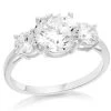 9ct White Gold Cubic Zirconia Trilogy Ring - R6524