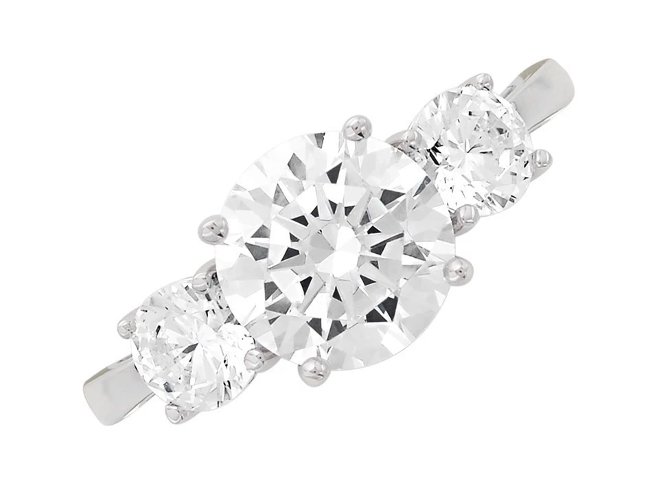 9ct White Gold Cubic Zirconia Trilogy Ring - R6524 2 9ct White Gold Cubic Zirconia Trilogy Ring - R6524 - Image 2