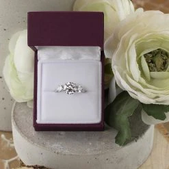 9ct White Gold Cubic Zirconia Trilogy Ring - R6524 5 9ct White Gold Cubic Zirconia Trilogy Ring - R6524 -Fhinds Shop R6524 L 4