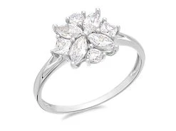 9ct White Gold Cubic Zirconia Flower Ring - R6526