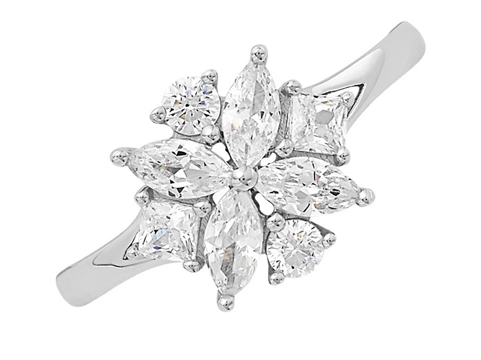 9ct White Gold Cubic Zirconia Flower Ring - R6526 2 9ct White Gold Cubic Zirconia Flower Ring - R6526 - Image 2