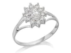 9ct White Gold Cubic Zirconia Cluster Ring - R6528