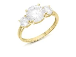 9ct Gold Cubic Zirconia Trilogy Ring - R6531