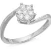 9ct White Gold Cubic Zirconia Twist Cluster Ring - R6533