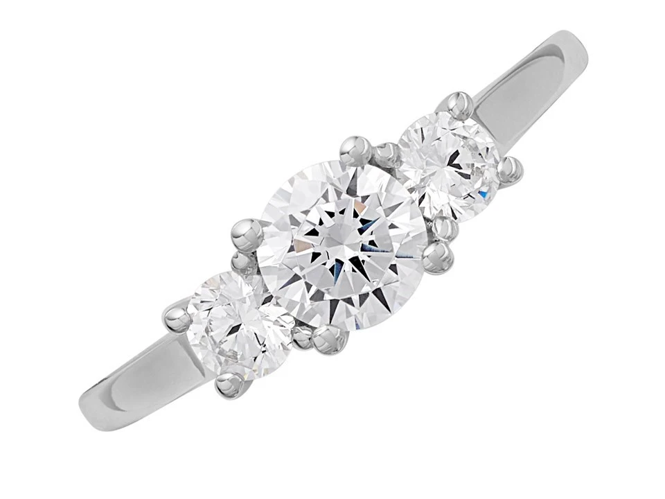 9ct White Gold Cubic Zirconia Trilogy Ring - R6534 2 9ct White Gold Cubic Zirconia Trilogy Ring - R6534 - Image 2